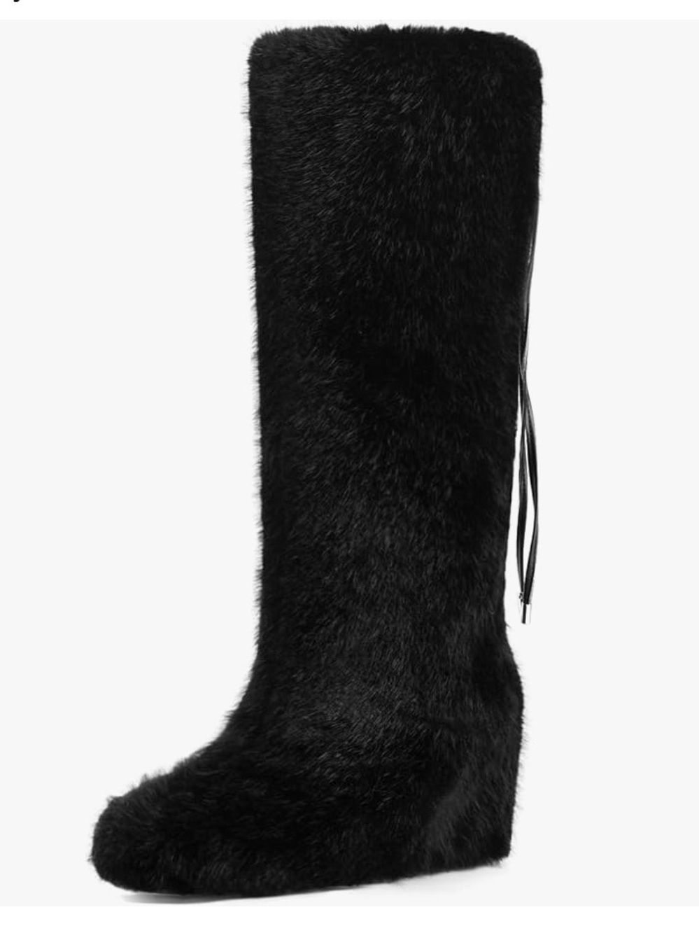 NWOT Black Faux Fur Knee-High Boots 9